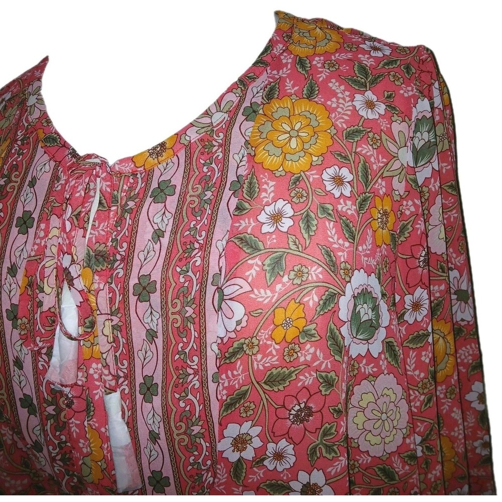 NWOT BELLE KIM GRAVEL Womens 3X Romantic Peasant Boho Floral Top Pink A471030 - Picture 5 of 16